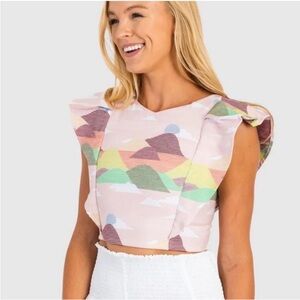 NWT KOCH Cecilia Crop Top Pink Mountain Small